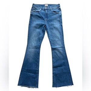 Women's Blue Flared JeanMother The Weekender Fray jeans size womens 28 NWOT